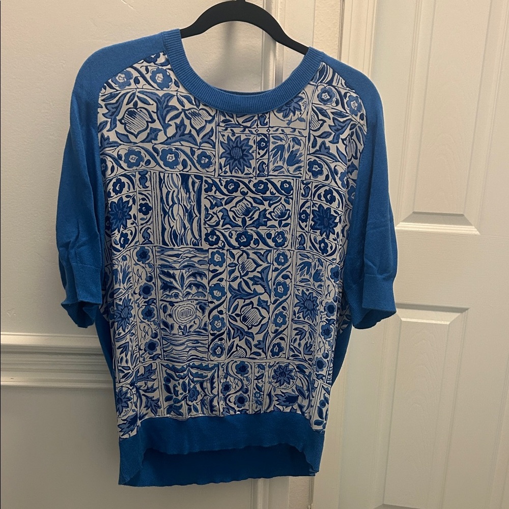 Ann Taylor Blue Patterned Women's Top